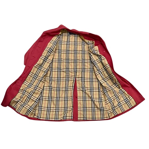 Vintage Burberrys’ Red Trench Coat with Nova Check Lining – Made in England - Picture 3 of 9